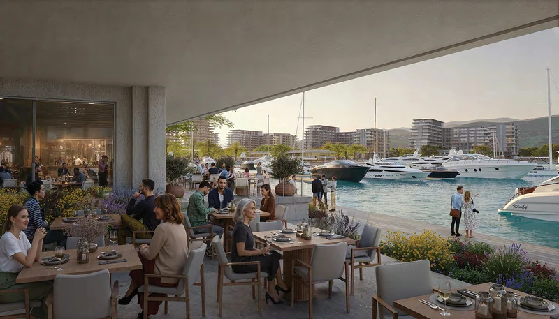 Dining with a marina view