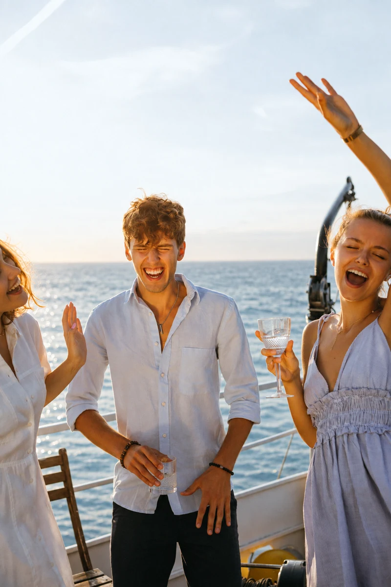 Friends celebrating aboard a yacht — lifestyle reference